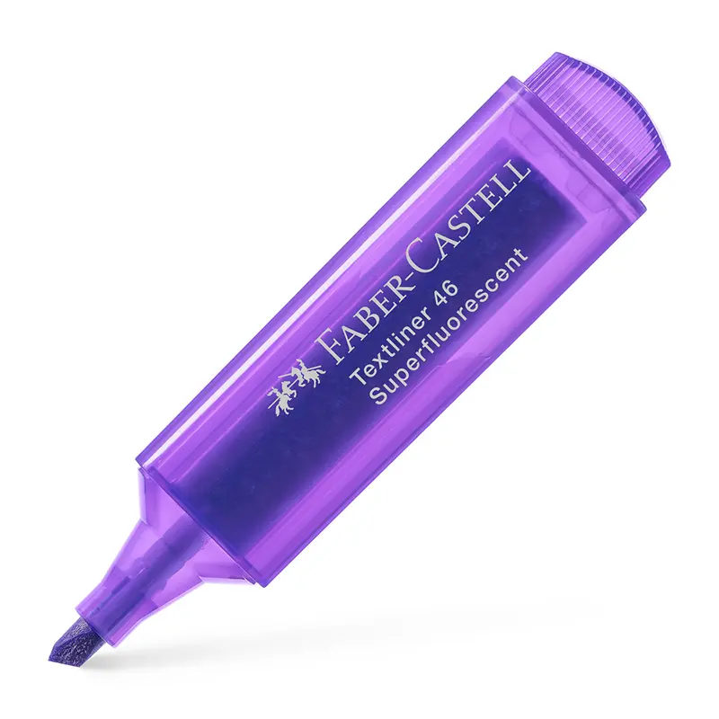 Faber-Castell 1546 Şeffaf Gövde Fosforlu Kalem Mor x 10 Lu Kutu