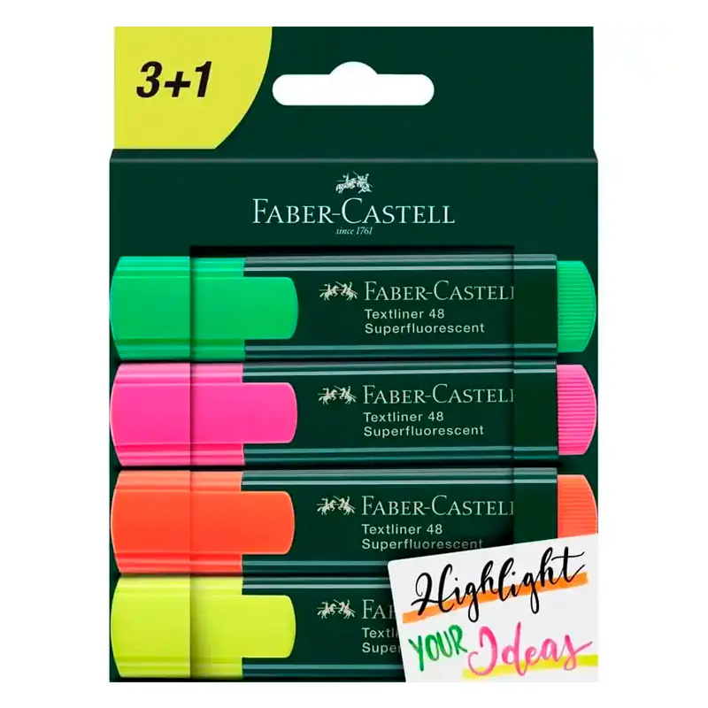 Faber-Castell 48 Textliner Fosforlu Kalem 4 Renk