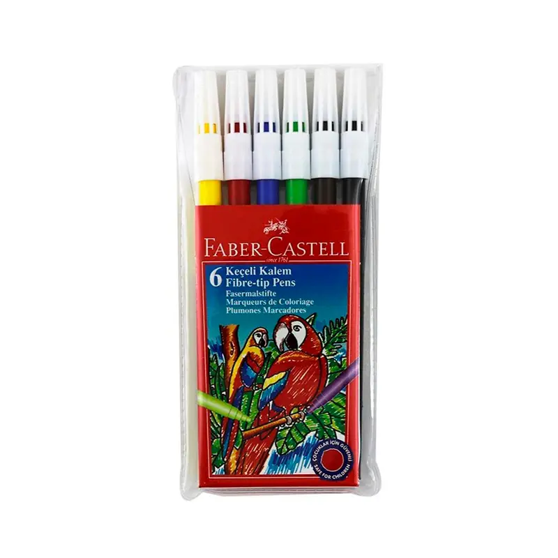 Faber-Castell 1551 Yıkanabilir Keçeli Kalem 6 Renk