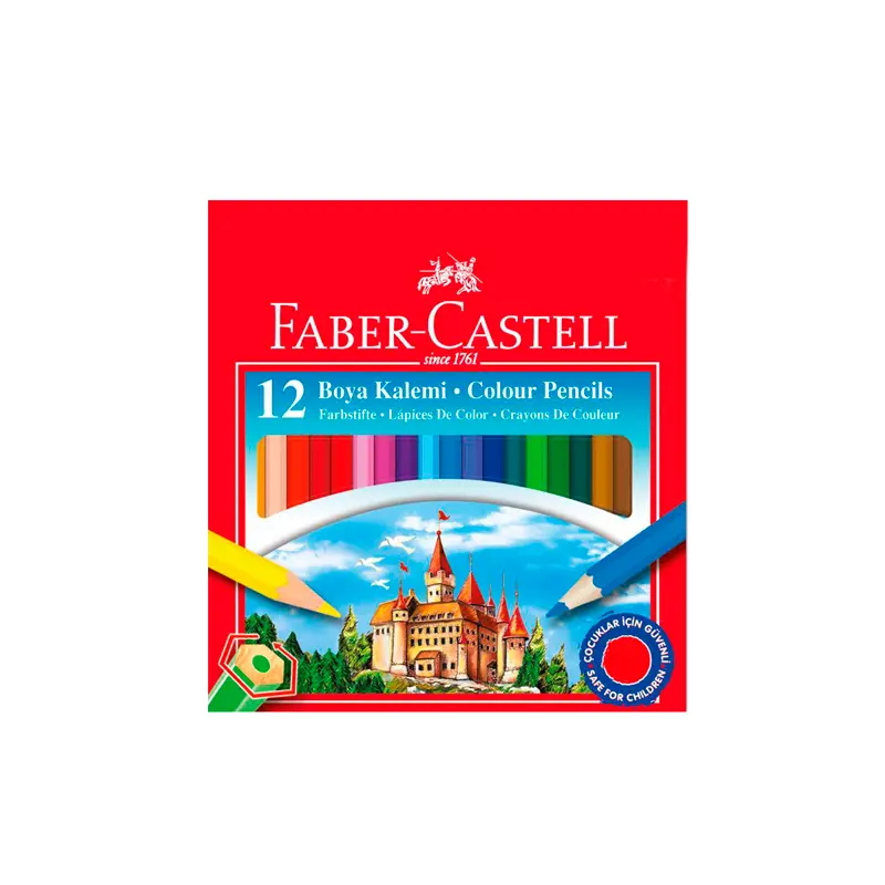 Faber Castell Karton Kutu Boya Kalemi Yarım Boy 12 Renk x 12 Li Paket