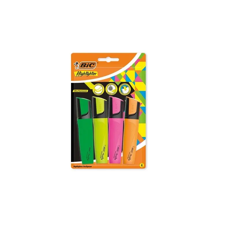 Bic Flat Highlighter Marking Fosforlu Kalem 4 Renk Blister