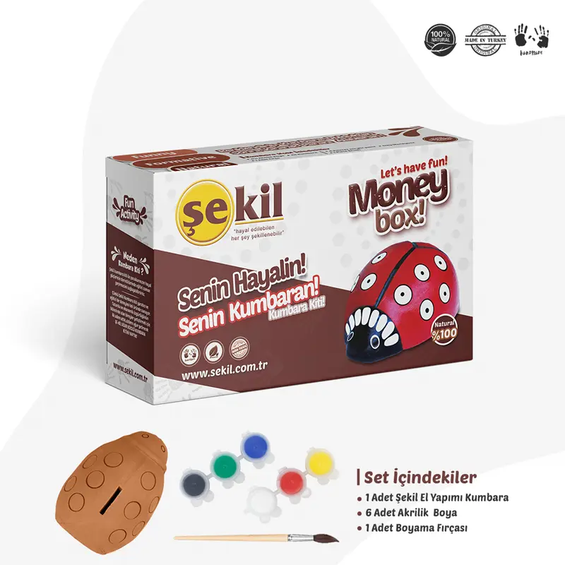 Şekil Kil Seti Uğur Böceği Kumbara Boyama Seti