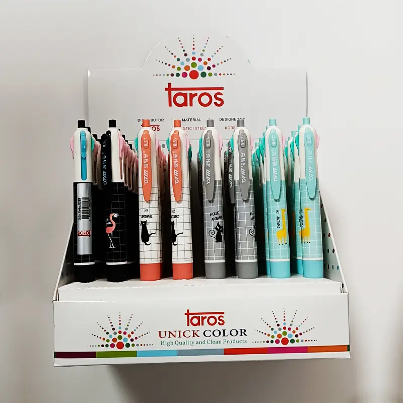 Taros Unick Color Kedi Desen 4 Renk Tükenmez Kalem x 40 Lı Stand