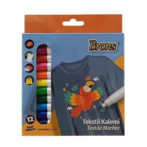 Brons BR-1001 Tekstil Marker Kalemi 12 Renk
