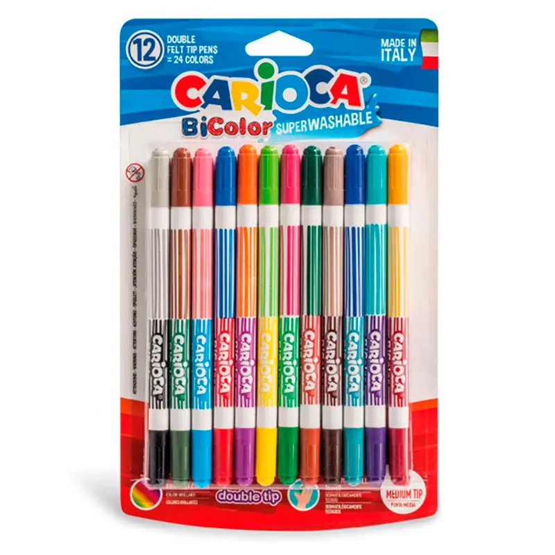 Carioca Bicolor Süper Yıkanabilir Çift Uçlu Keçeli Kalem 12 Li 24 Renk