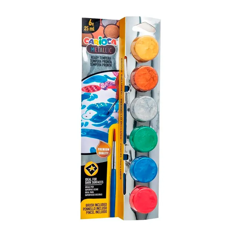 Carioca Tempera Süper Yıkanabilir Metalik Renkler Suluboya 6x25 ML