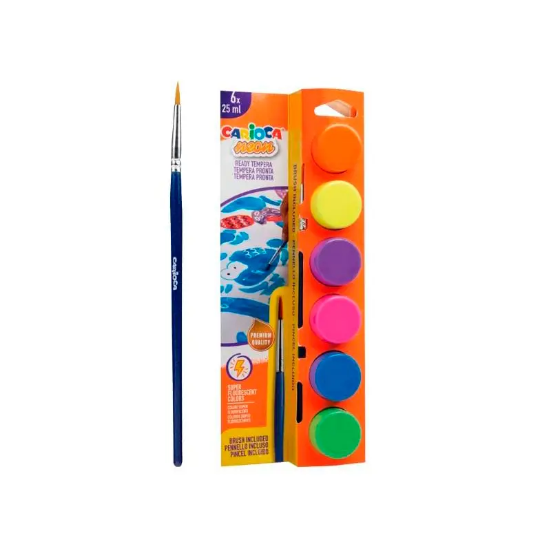Carioca Tempera Süper Yıkanabilir Neon Renkler Suluboya 6x25 ML