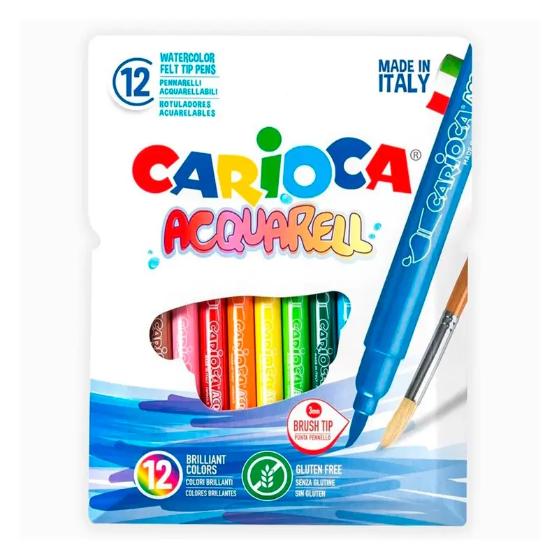 Carioca Acquarell Fırça Uçlu Keçeli Boya Kalemi 12 Renk