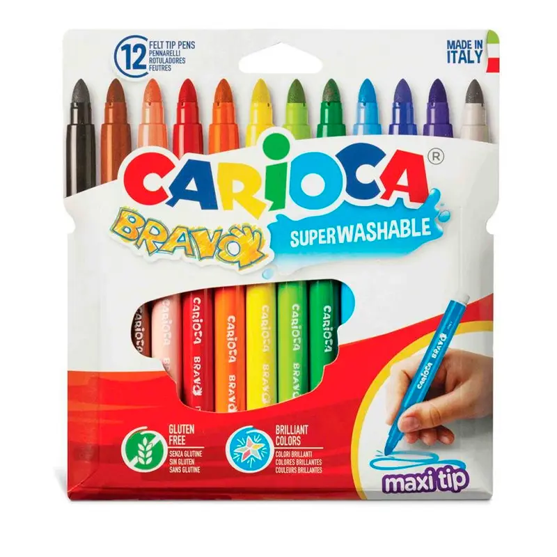 Carioca Bravo Süper Yıkanabilir Keçeli Boya Kalemi 12 Renk