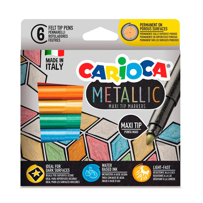 Carioca Metalik Jumbo Keçeli Kalem 6 Renk