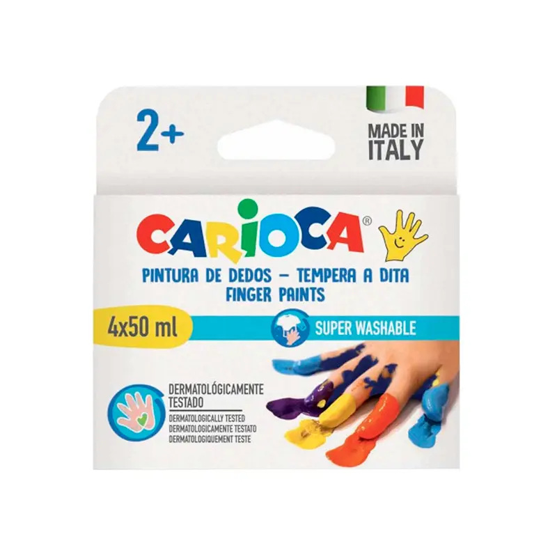 Carioca Baby Süper Yıkanabilir Parmak Boyası 4 Renk 4x50 ML