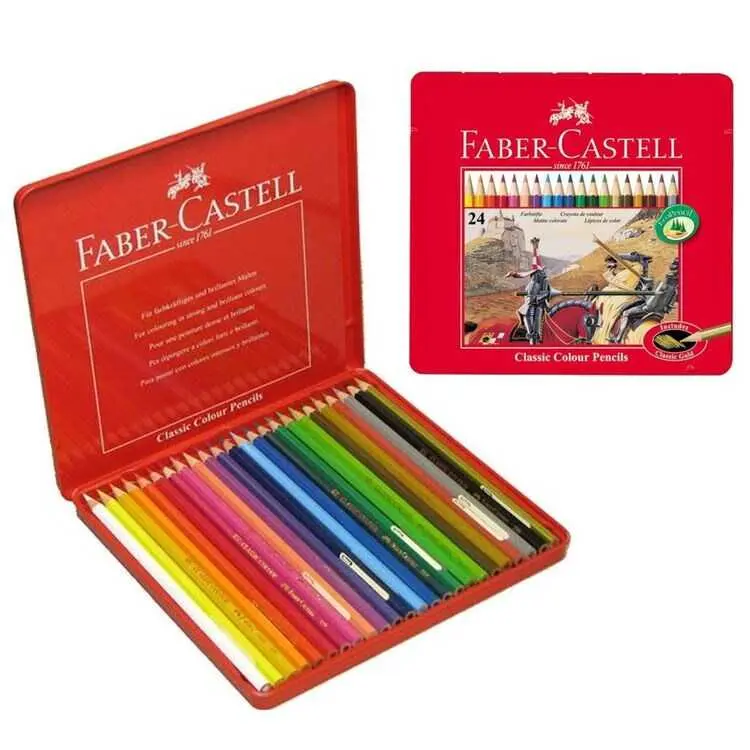 Faber-Castell Kuru Boya Kalemi Metal Kutuda 24 Renk