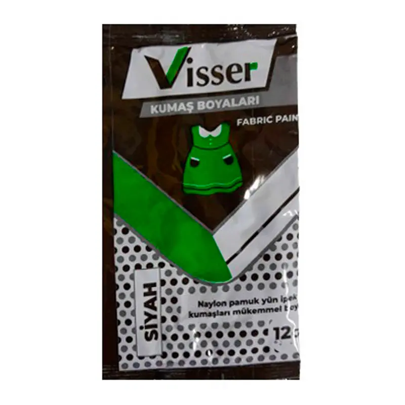 Visser Toz Kumaş Boyası Siyah 12 Gr. x 12 Li Kutu