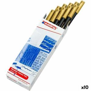 Edding 1200 Metalik Keçeli Kalem Metalik Altın 10 Lu kutu