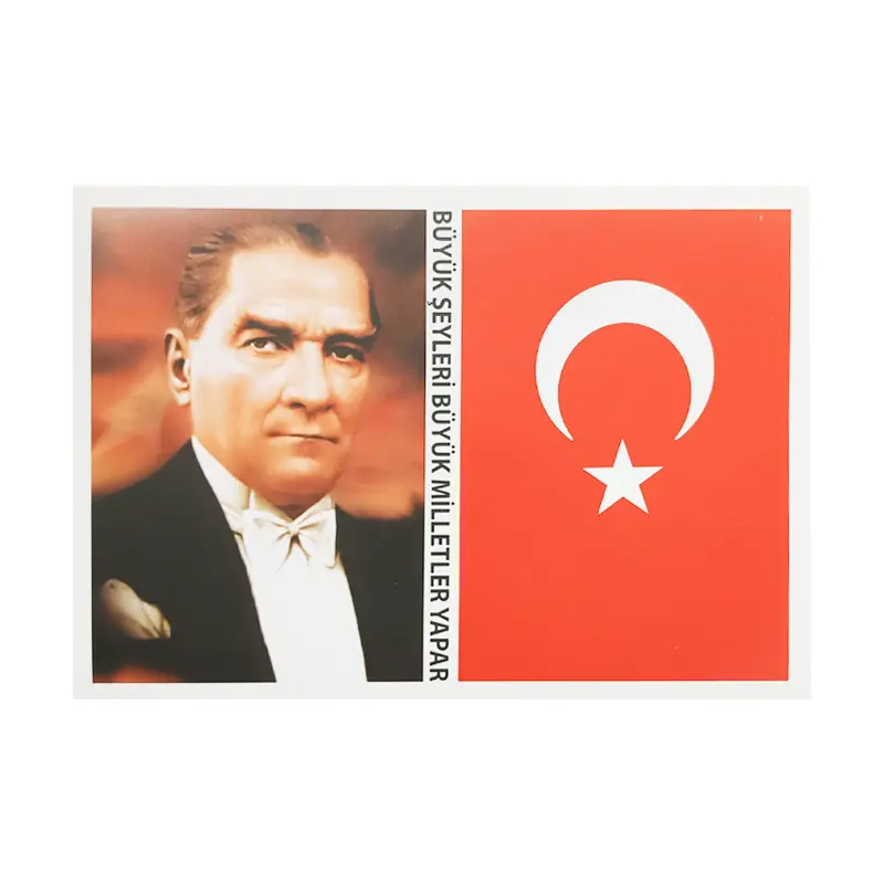 Seven Atatürk & Bayrak Kartpostal Çıkartma 13x18cm 10 Lu Poşet