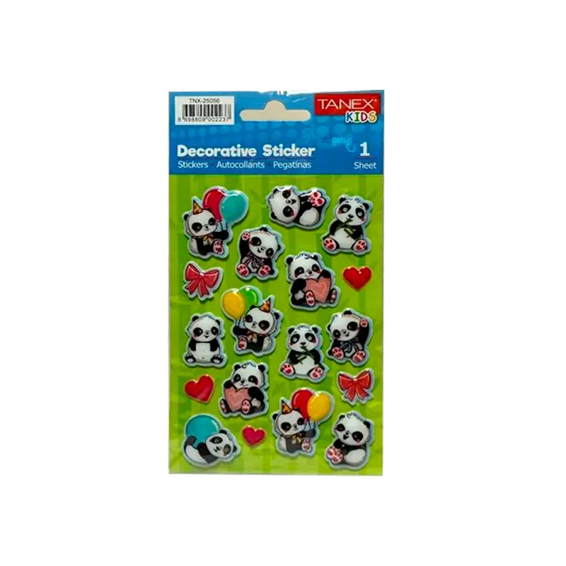 Taneks 25056 Puffy Dekoratif Sticker Panda Serisi x 5 Li Paket