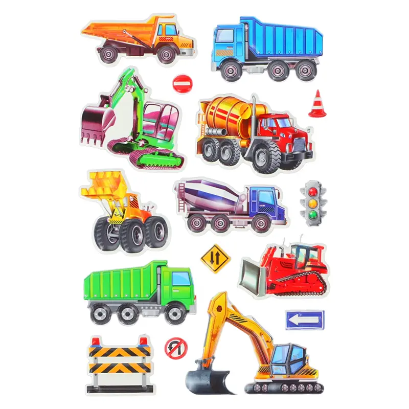 Taneks 25068 Puffy Dekoratif Sticker İnşaat Makinaları Serisi x 5 Li Paket