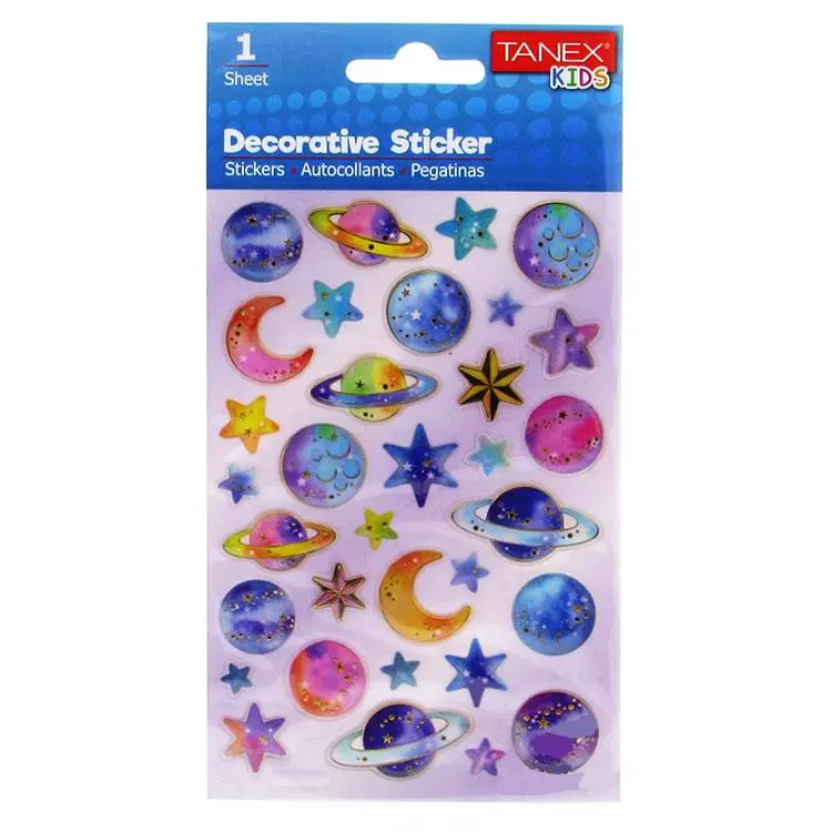 Taneks 25072 Puffy Dekoratif Sticker Gezegenler Serisi x 5 Li Paket