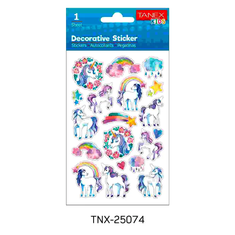 Taneks 25074 Puffy Dekoratif Sticker Unicorn Serisi x 5 Li Paket