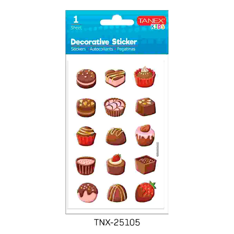 Taneks 25105 Puffy Dekoratif Sticker Pasta Serisi x 5 Li Paket