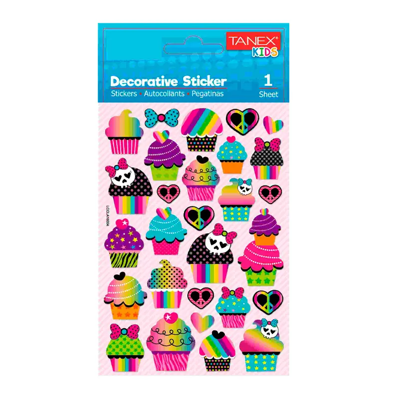 Taneks 25161 Puffy Dekoratif Sticker Renkli Pasta Serisi x 5 Li Paket