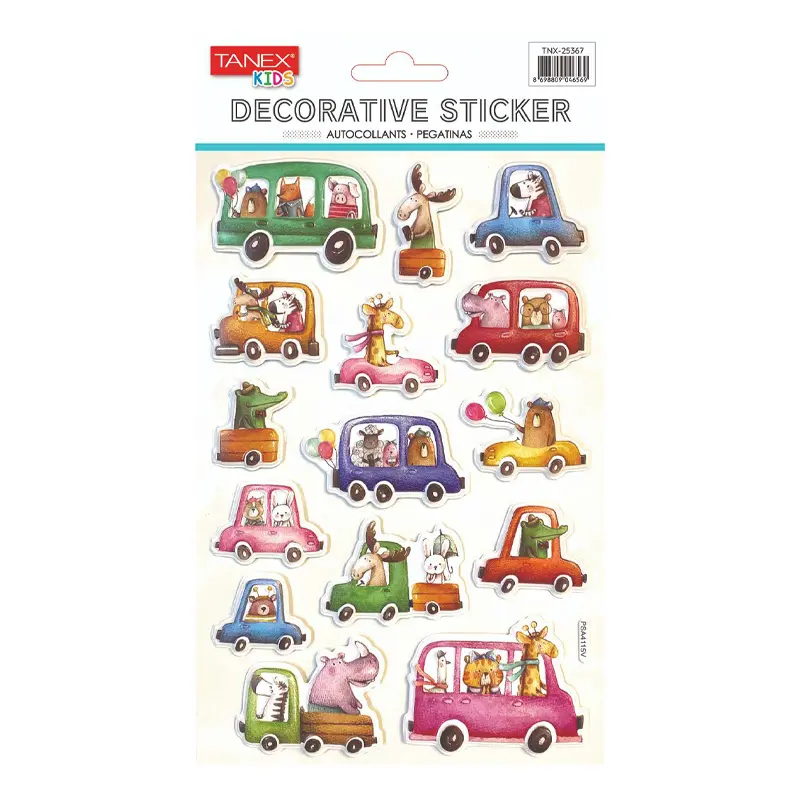 Taneks 25367 Puffy Dekoratif Sticker Araba Serisi x 5 Li Paket