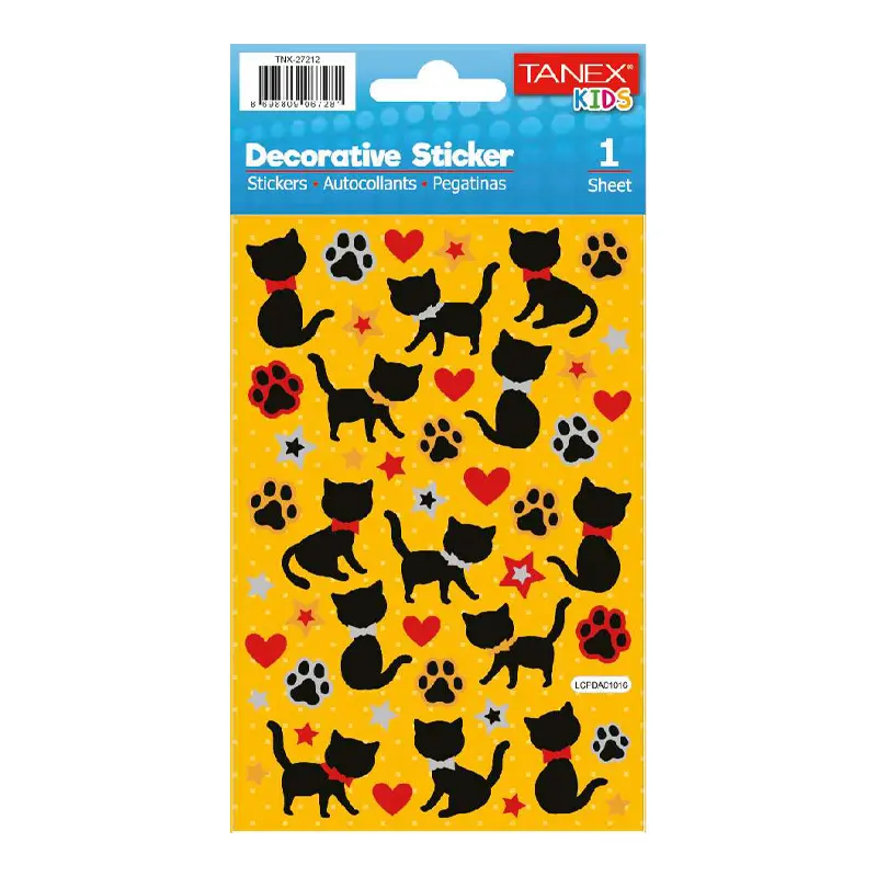 Taneks 27212 Puffy Dekoratif Sticker Kara Kedicikler Serisi x 5 Li Paket