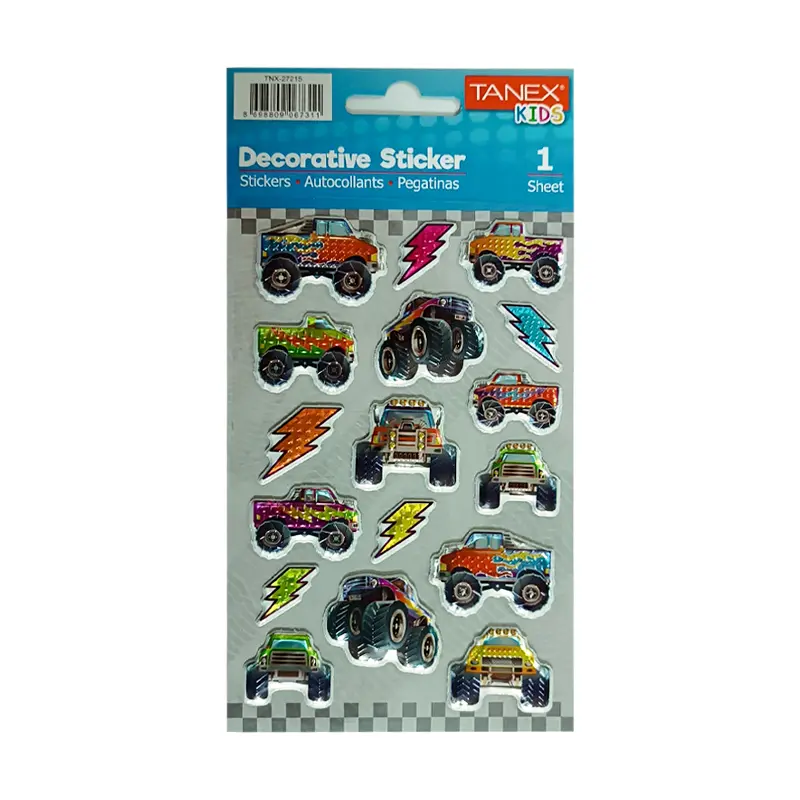 Taneks 27215 Puffy Dekoratif Sticker Canavar Kamyonlar Serisi x 5 Li Paket