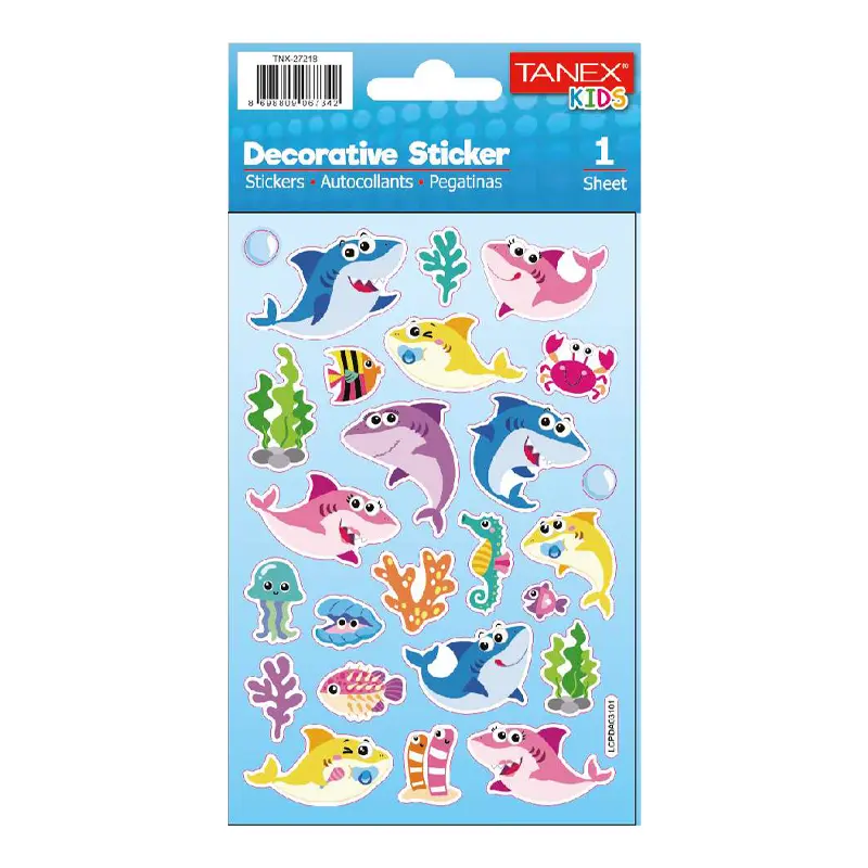 Taneks 27218 Puffy Dekoratif Sticker Sevimli Köpek Balıkları Serisi x 5 Li Paket