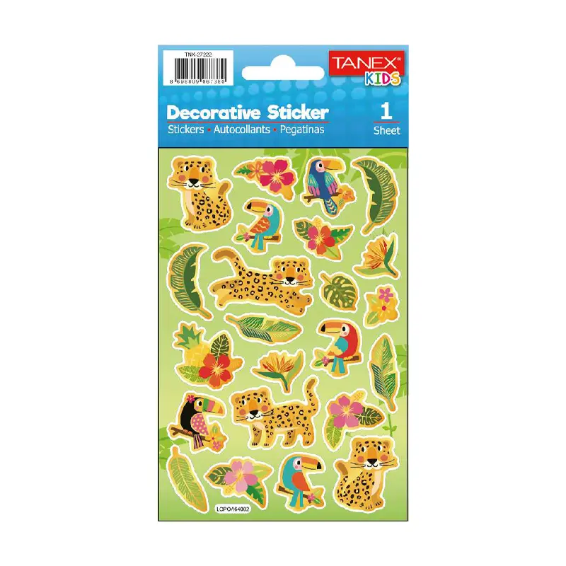 Taneks 27222 Puffy Dekoratif Sticker Safari Serisi x 5 Li Paket