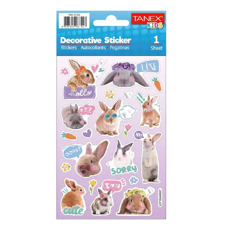 Taneks 27226 Puffy Dekoratif Sticker Instagram Tavşanları Serisi x 5 Li Paket