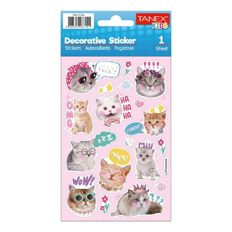 Taneks 27228 Puffy Dekoratif Sticker Instagram Kedileri Serisi x 5 Li Paket