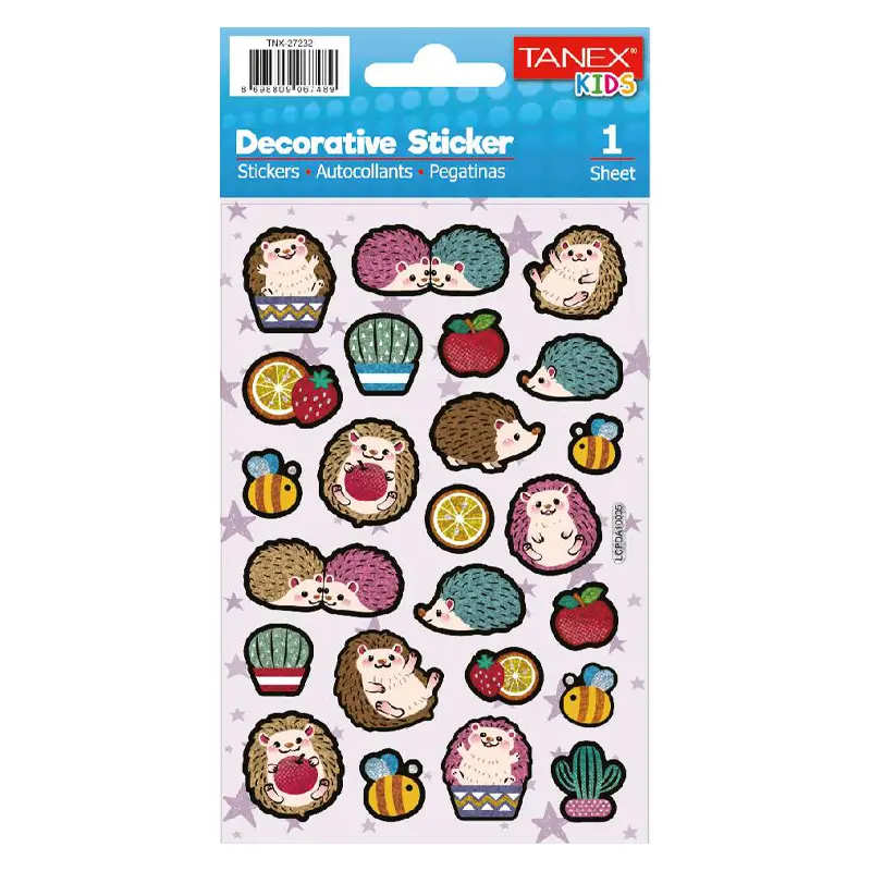 Taneks 27232 Puffy Dekoratif Sticker Tatlı Kirpiler Serisi x 5 Li Paket