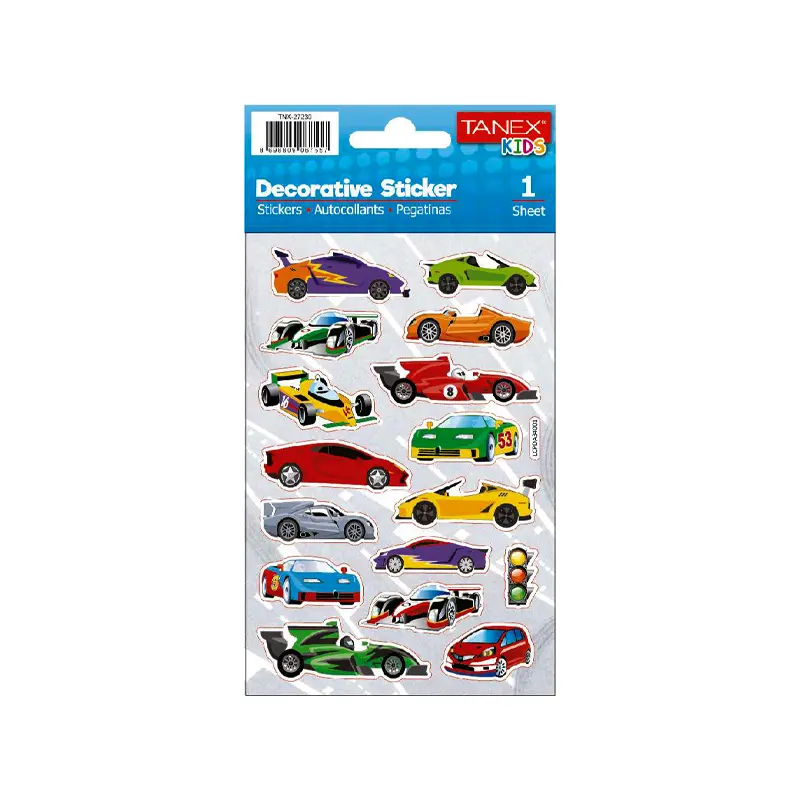 Taneks 27239 Puffy Dekoratif Sticker Yarış Arabaları Serisi x 5 Li Paket