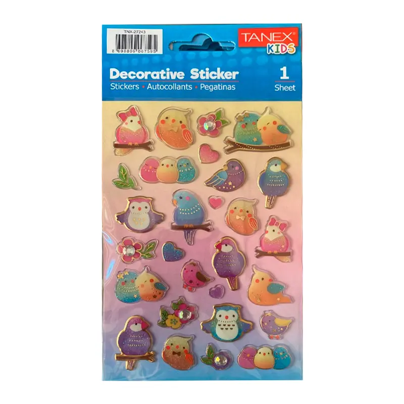 Taneks 27243 Puffy Dekoratif Sticker Sevimli Kuşlar Serisi x 5 Li Paket
