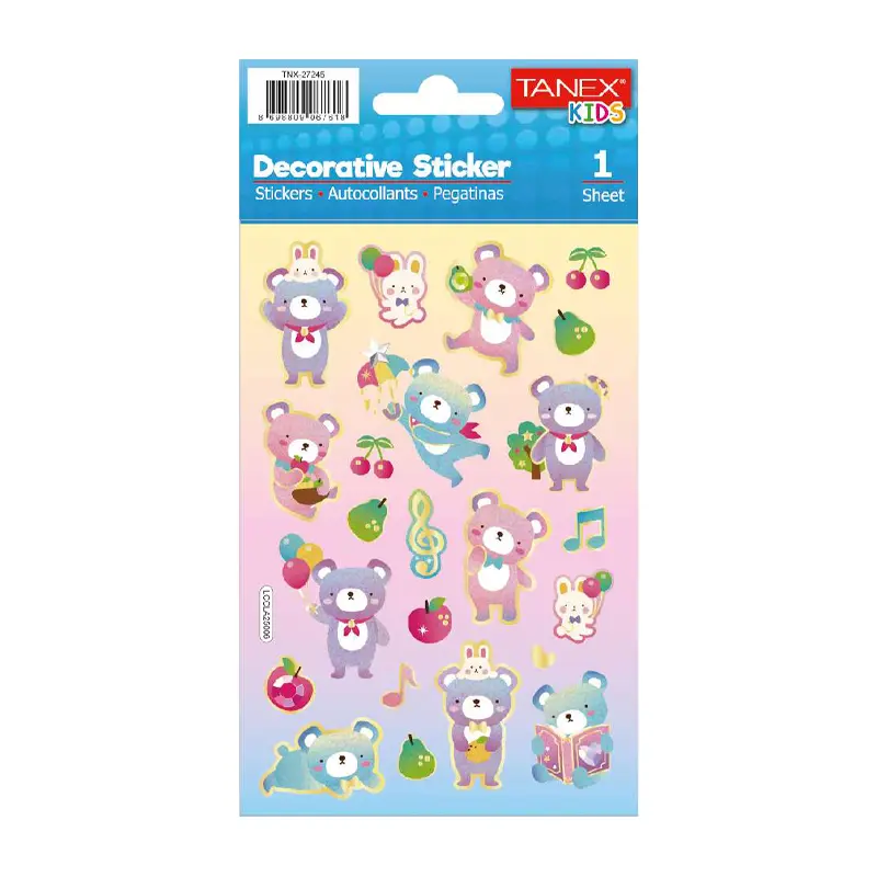 Taneks 27245 Puffy Dekoratif Sticker Sevimli Ayıcıklar Serisi x 5 Li Paket