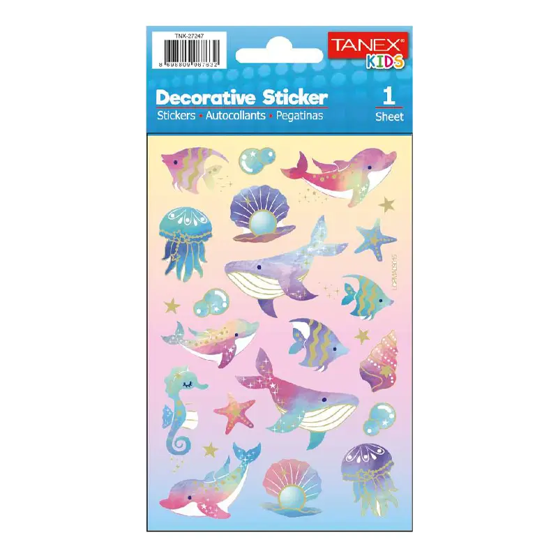 Taneks 27247 Puffy Dekoratif Sticker Okyanus Hayvanları Serisi x 5 Li Paket