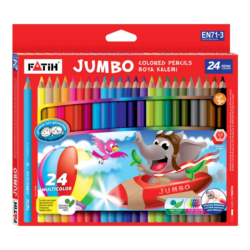 Fatih Karton Kutu Tam Boy Jumbo Kuru Boya 24 Renk