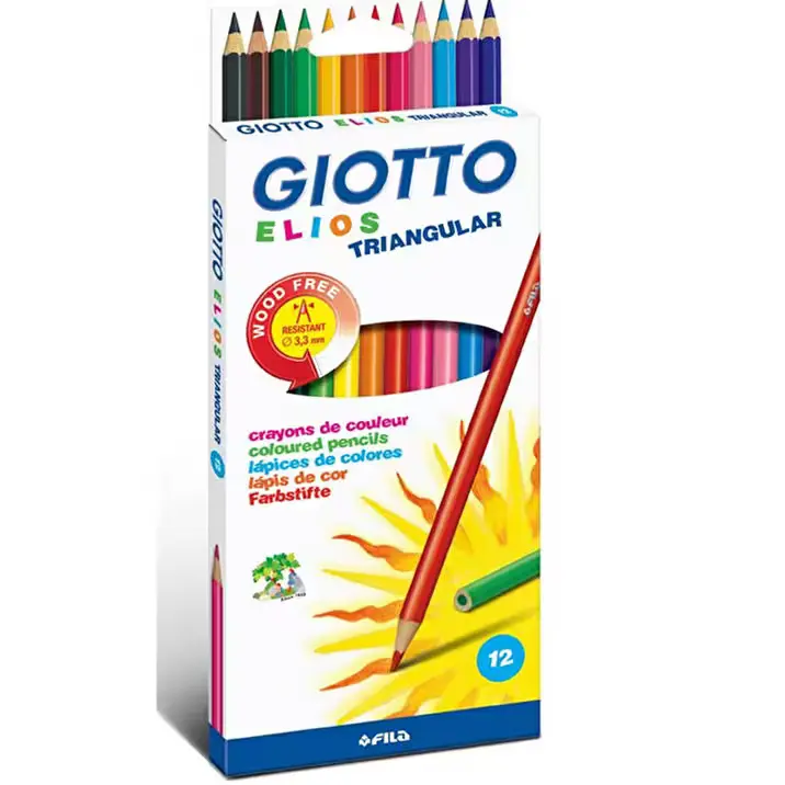 Giotto Elios Triangular Üçgen Kuru Boya Karton Kutu 12 Renk
