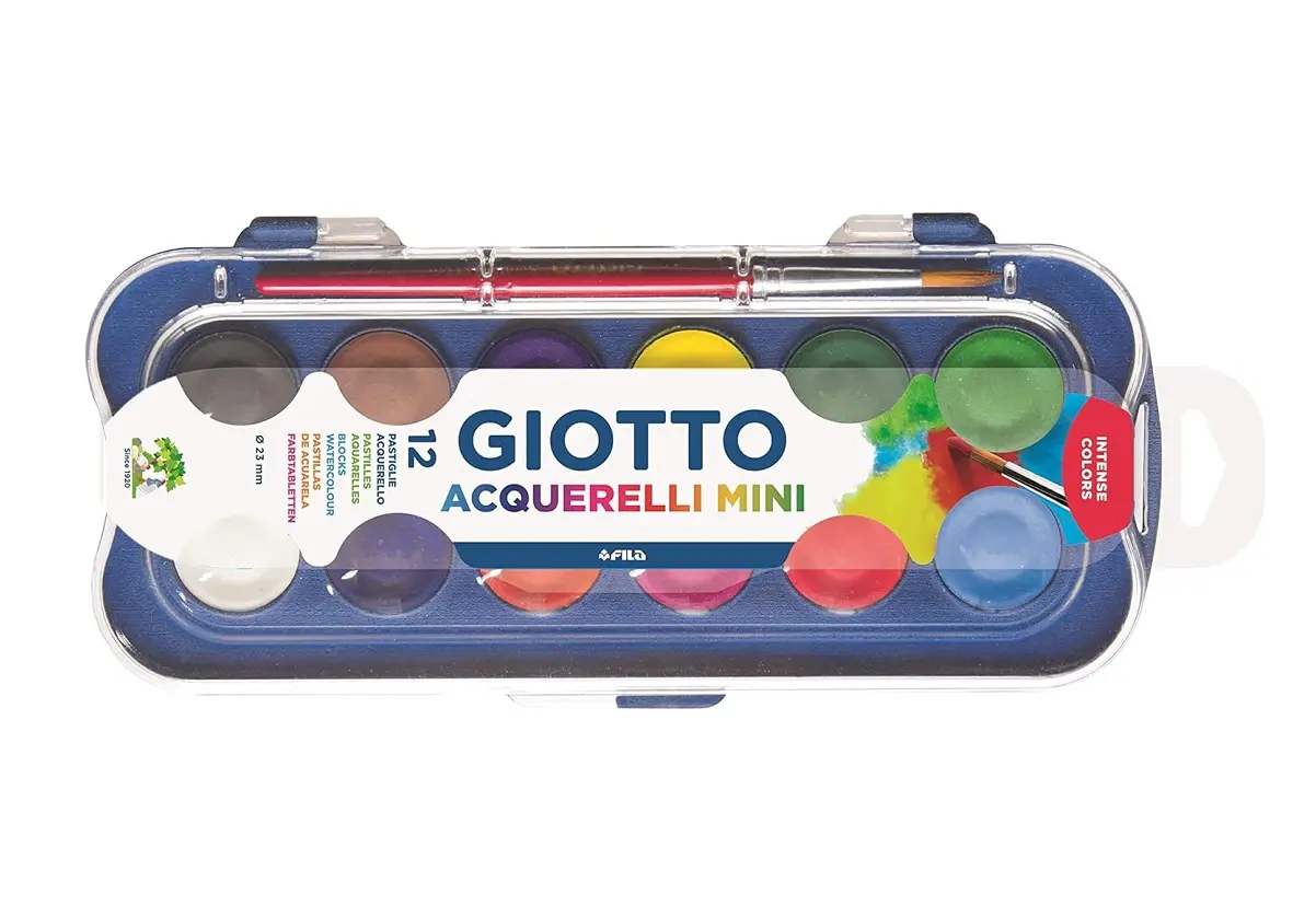 Giotto Acquerelli Mini 23mm 12 Renk 1 Fırça Hediyeli Suluboya
