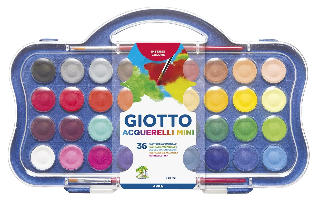 Giotto Acquerelli Mini 23mm 36 Renk 2 Fırça Hediyeli Suluboya