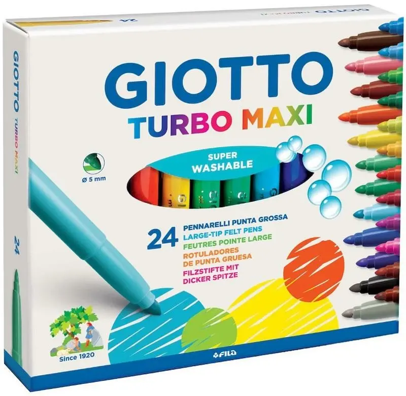 Giotto Turbo Maxi Süper Yıkanabilir Keçeli Kalem 5mm Uç 24 Renk