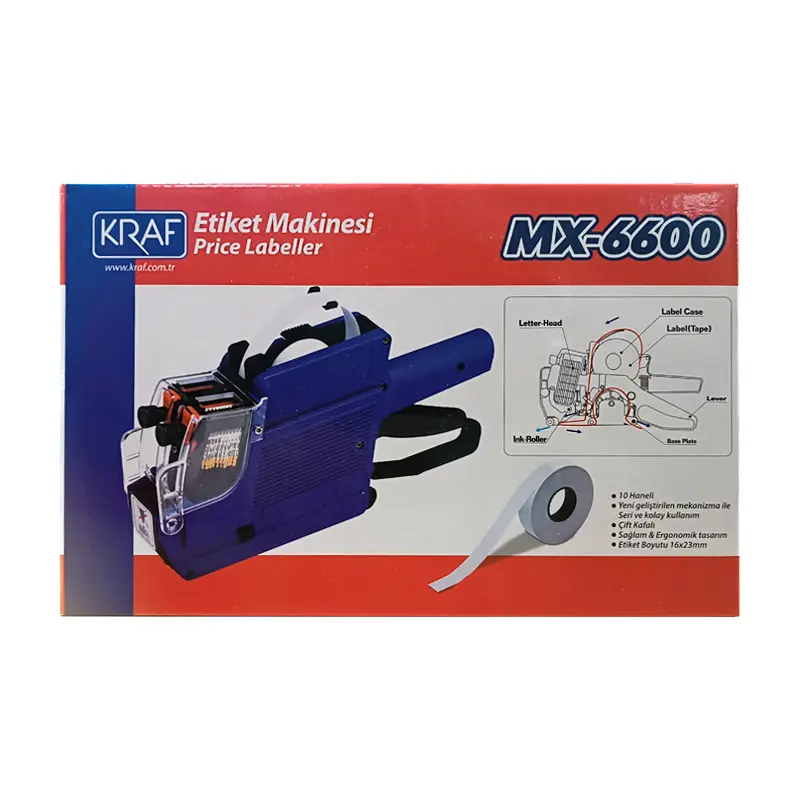 Kraf MX-6600 Etiket Makinesi 10 Hane İki Satır Mavi