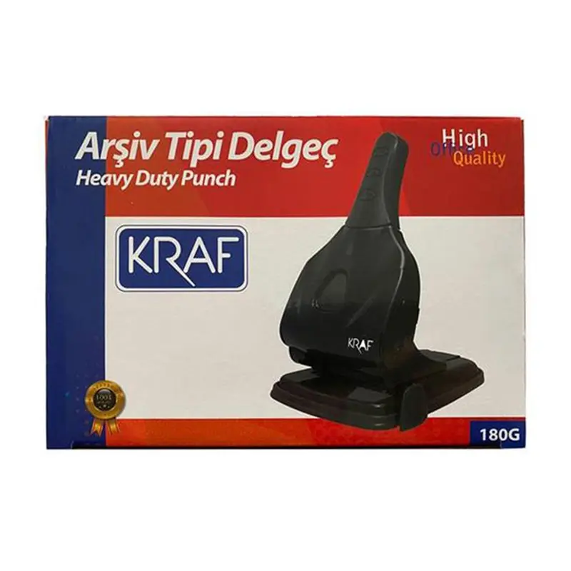 Kraf 180G Arşiv Tipi Kollu Delgeç 65 Sayfa Siyah