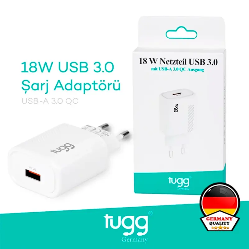 Tugg 104402 Germany Şarj Başlığı 18 Watt USB 3.0