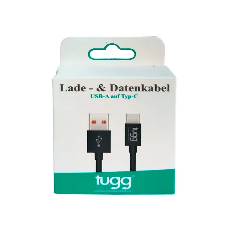 Tugg 104628 Germany Şarj ve Veri Kablosu USB-A Type-C 1 Metre Siyah