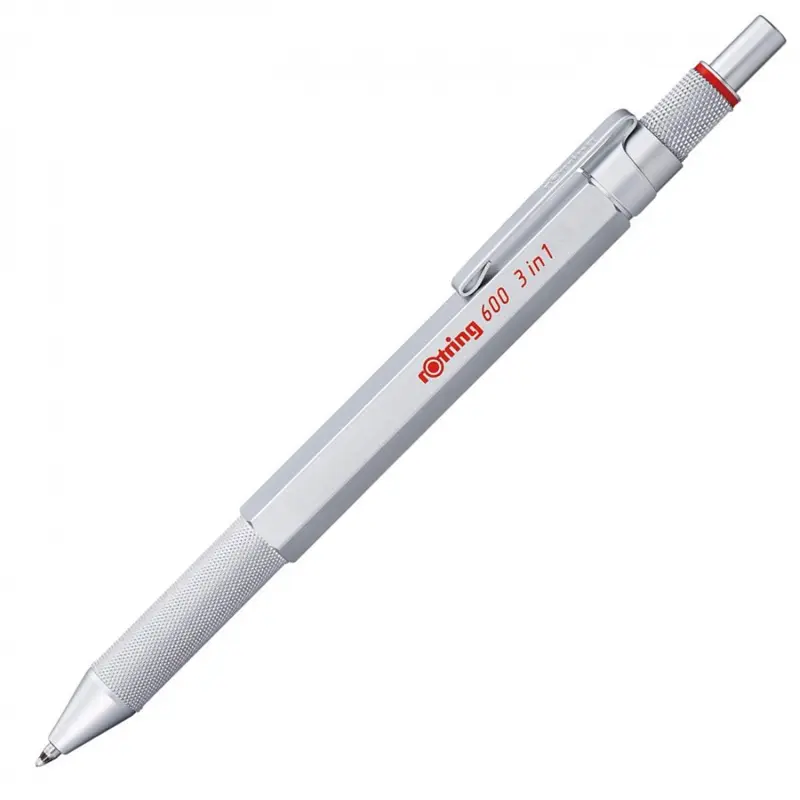 Rotring 600 Multipen Metal Gövde Multi 3 Fonksiyon Kalem Krom 0.5mm