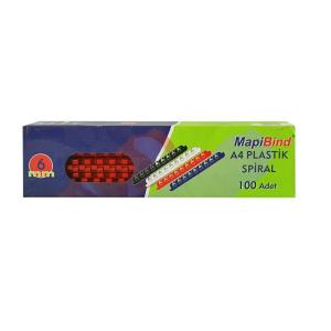 MapiBind Plastik Spiral A4 Kırmızı 6 mm 100 Lü Kutu