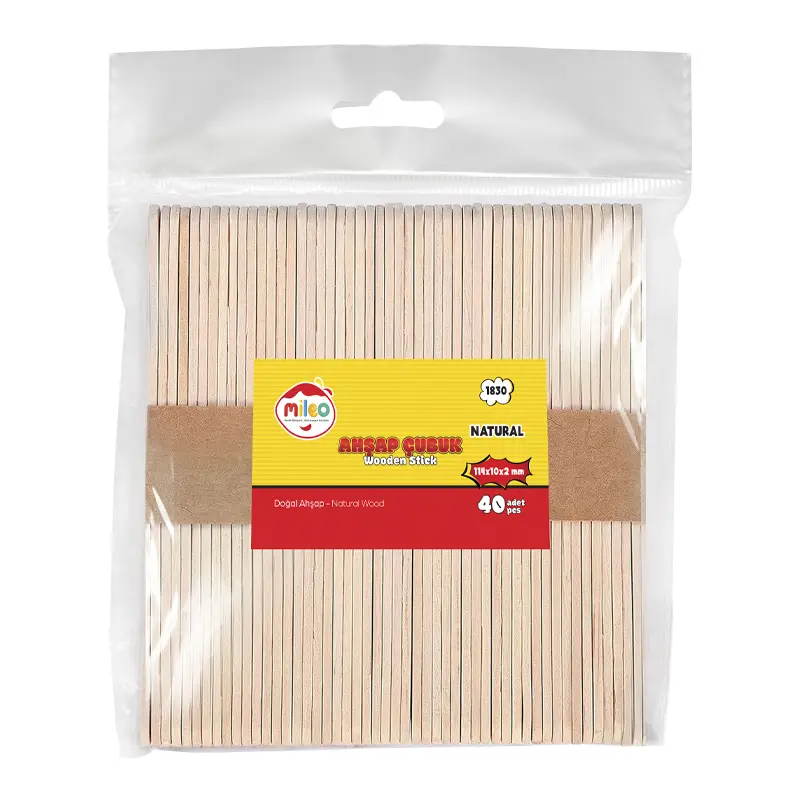 Mas 1830 Mileo Ahşap Dil Çubuğu Dar Naturel 40 Lı Paket