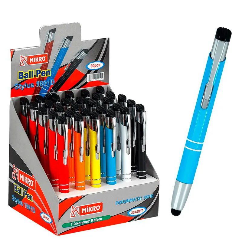 Mikro 1001D Dokunmatik Metal Tükenmez Kalem 30 Lu Stand